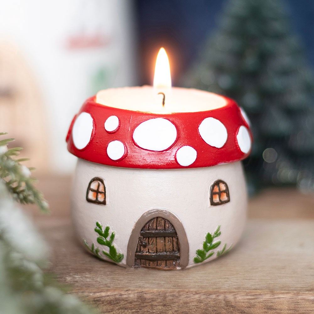Something Different - Mushroom House Resin Theelichthouder - Multicolours